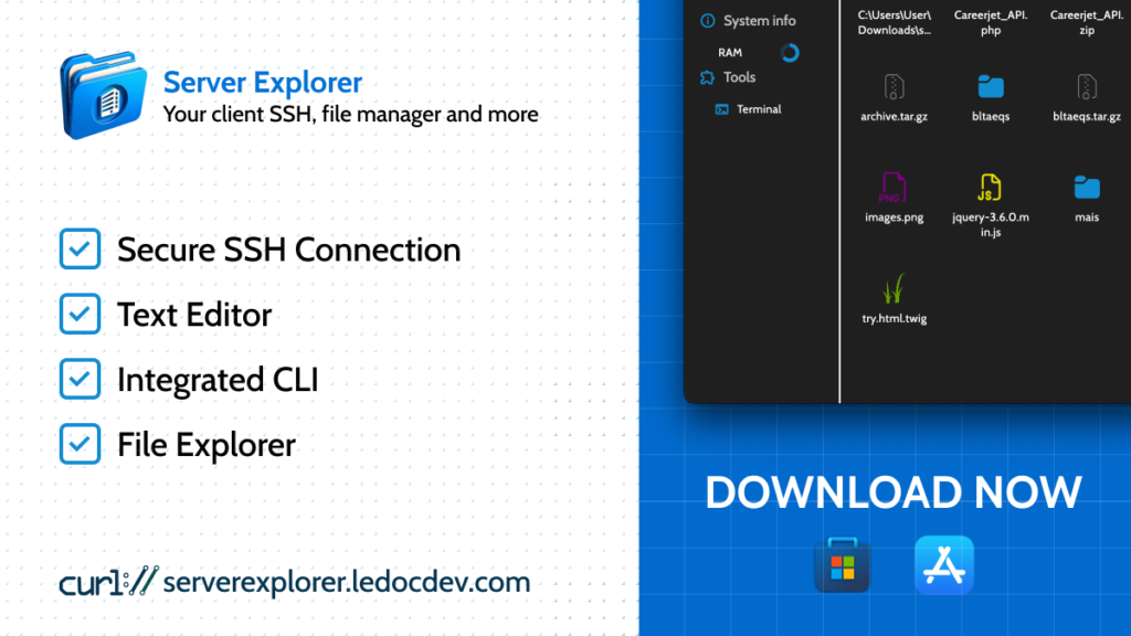 Server Explorer available On Windows and MacOS