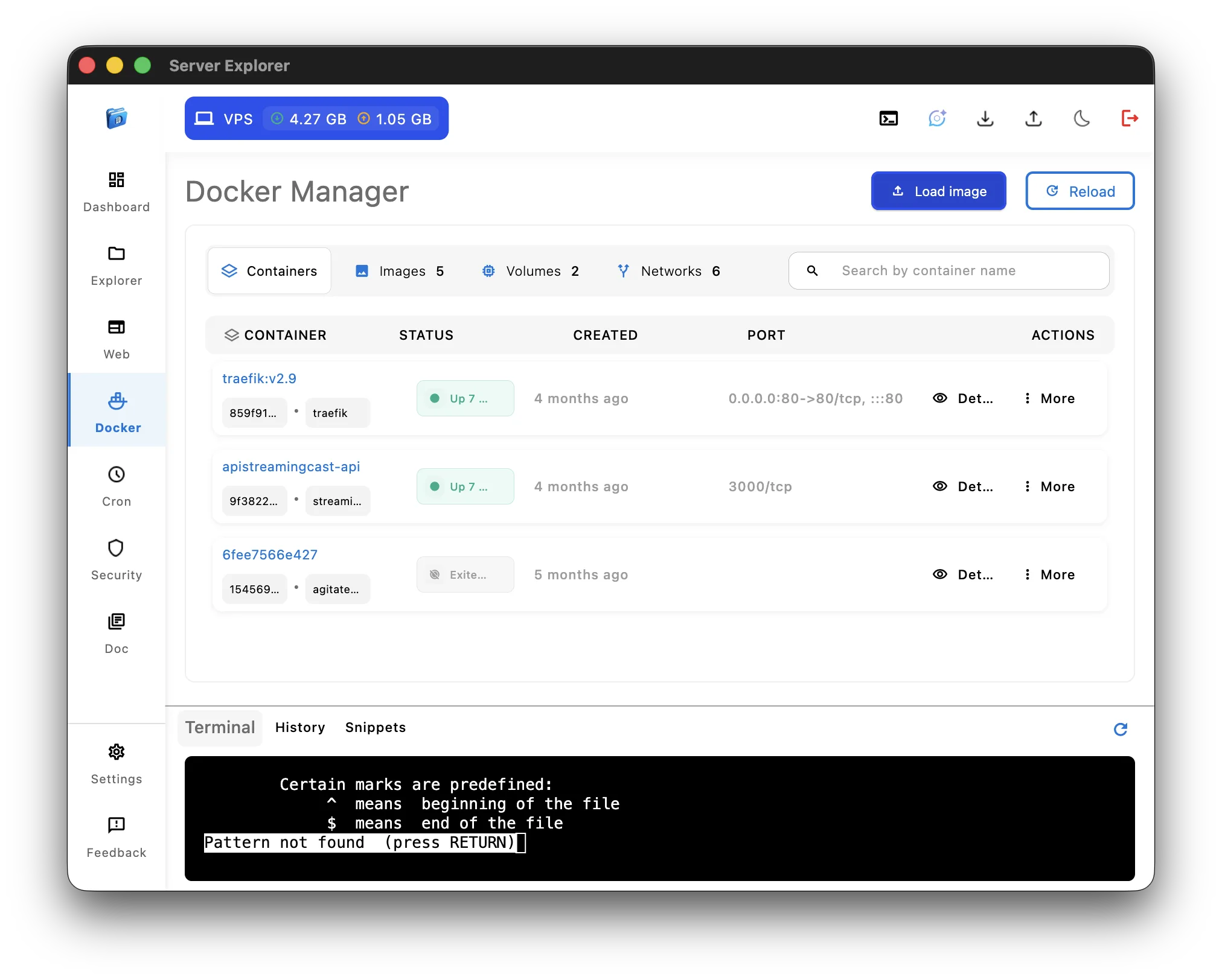 Docker manager GUI in server explorer