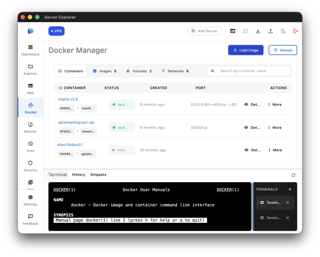 Docker containers management on a Linux server from a Windows SSH GUI client without PuTTY