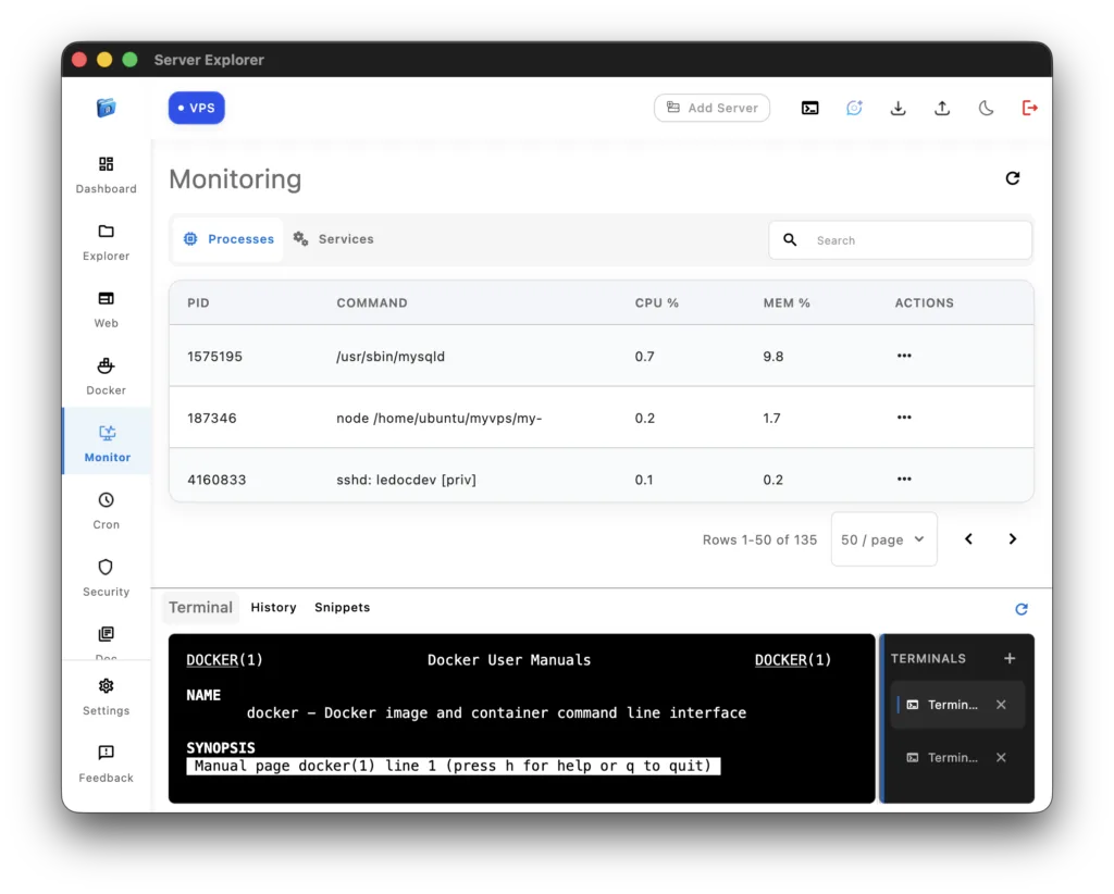 Manage systemd services and running processes on a Linux server from Windows without PuTTY